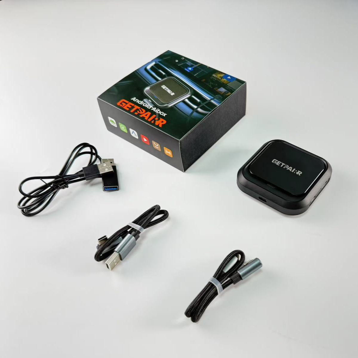 Homeshopaye GetPairr AI Box 2.0 (compatible with all cars ) , Android 13 ,8 Gb ram , 128 Gb storage, Wireless | Carplay Android Auto 3 in 1