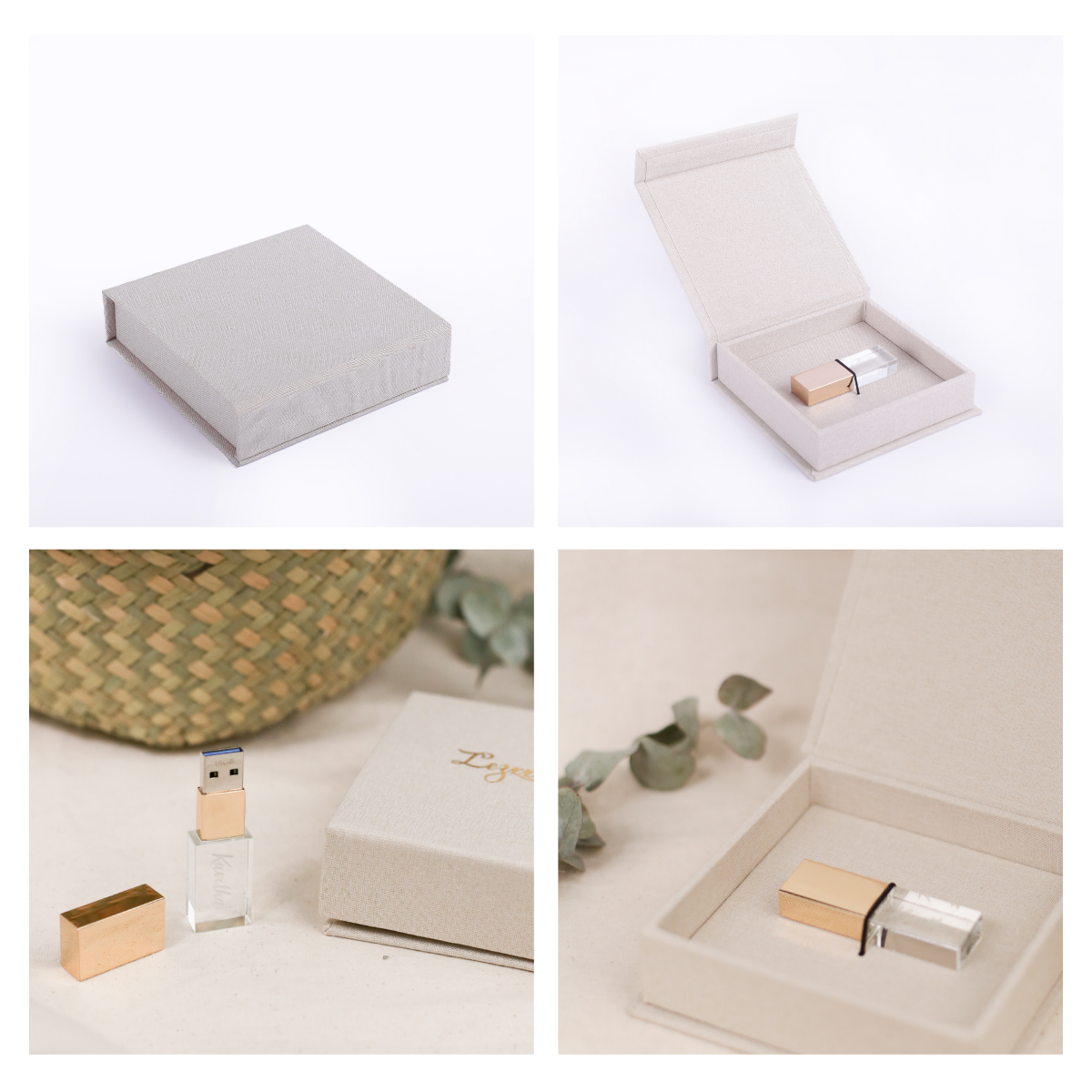 Crystal USB Flash Drive Linen Box