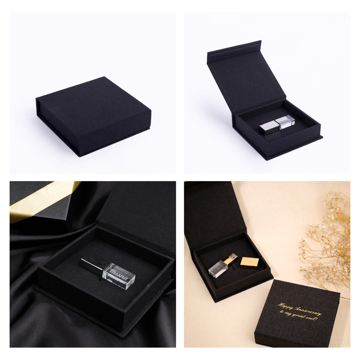 Crystal USB Flash Drive Linen Box