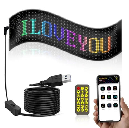 Smartuno | Customizable LED Display – 5V USB-Powered, Flexible & Bluetooth App-Controlled | Create Text, Patterns & Animations | Bright, Waterproof Sign for Cars, Shops, Parties & Bars