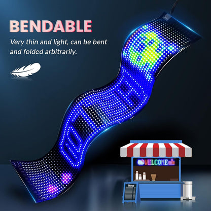 Smartuno | Customizable LED Display – 5V USB-Powered, Flexible & Bluetooth App-Controlled | Create Text, Patterns & Animations | Bright, Waterproof Sign for Cars, Shops, Parties & Bars