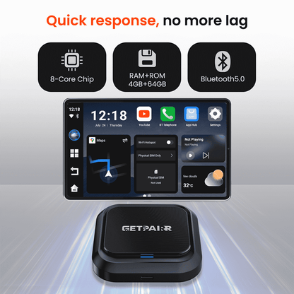 Homeshopaye GetPairr AI Box 2.0 (compatible with all cars ) , Android 13 ,8 Gb ram ,  128 Gb storage, Wireless | Carplay Android Auto 3 in 1