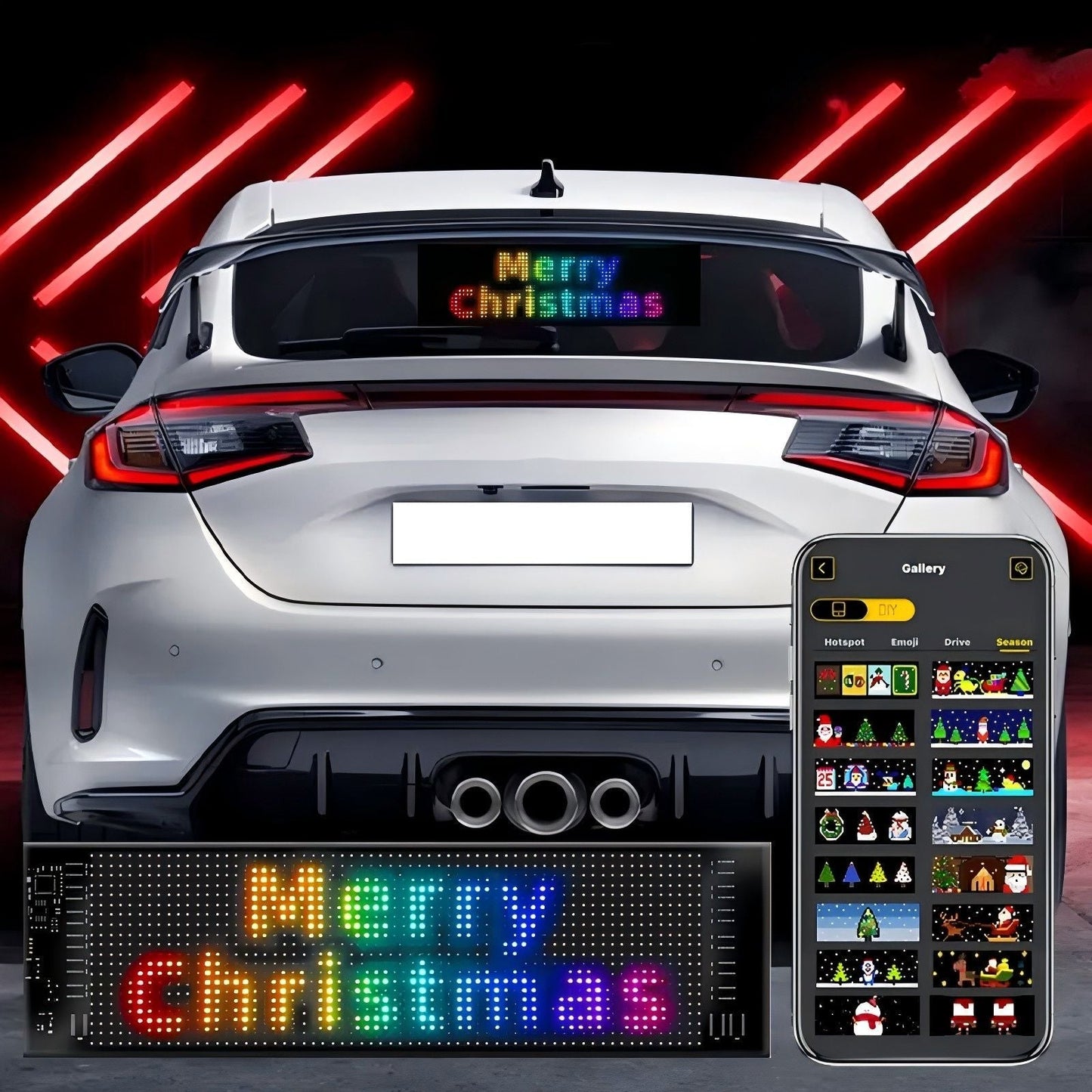 Smartuno | Customizable LED Display – 5V USB-Powered, Flexible & Bluetooth App-Controlled | Create Text, Patterns & Animations | Bright, Waterproof Sign for Cars, Shops, Parties & Bars