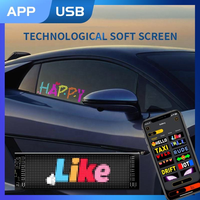 Smartuno | Customizable LED Display – 5V USB-Powered, Flexible & Bluetooth App-Controlled | Create Text, Patterns & Animations | Bright, Waterproof Sign for Cars, Shops, Parties & Bars