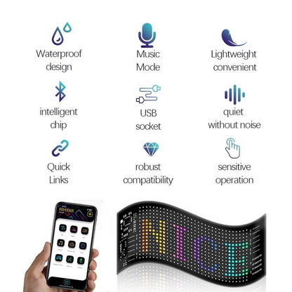 Smartuno | Customizable LED Display – 5V USB-Powered, Flexible & Bluetooth App-Controlled | Create Text, Patterns & Animations | Bright, Waterproof Sign for Cars, Shops, Parties & Bars