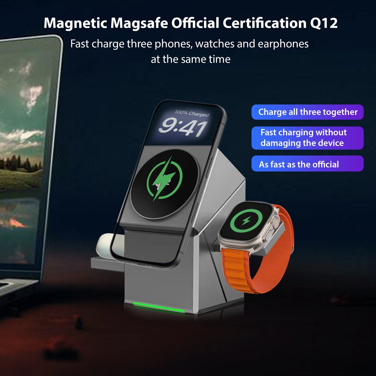 MagCube | 3-in-1 Wireless Charging Station (Qi2 Certified)