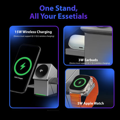 MagCube | 3-in-1 Wireless Charging Station (Qi2 Certified)